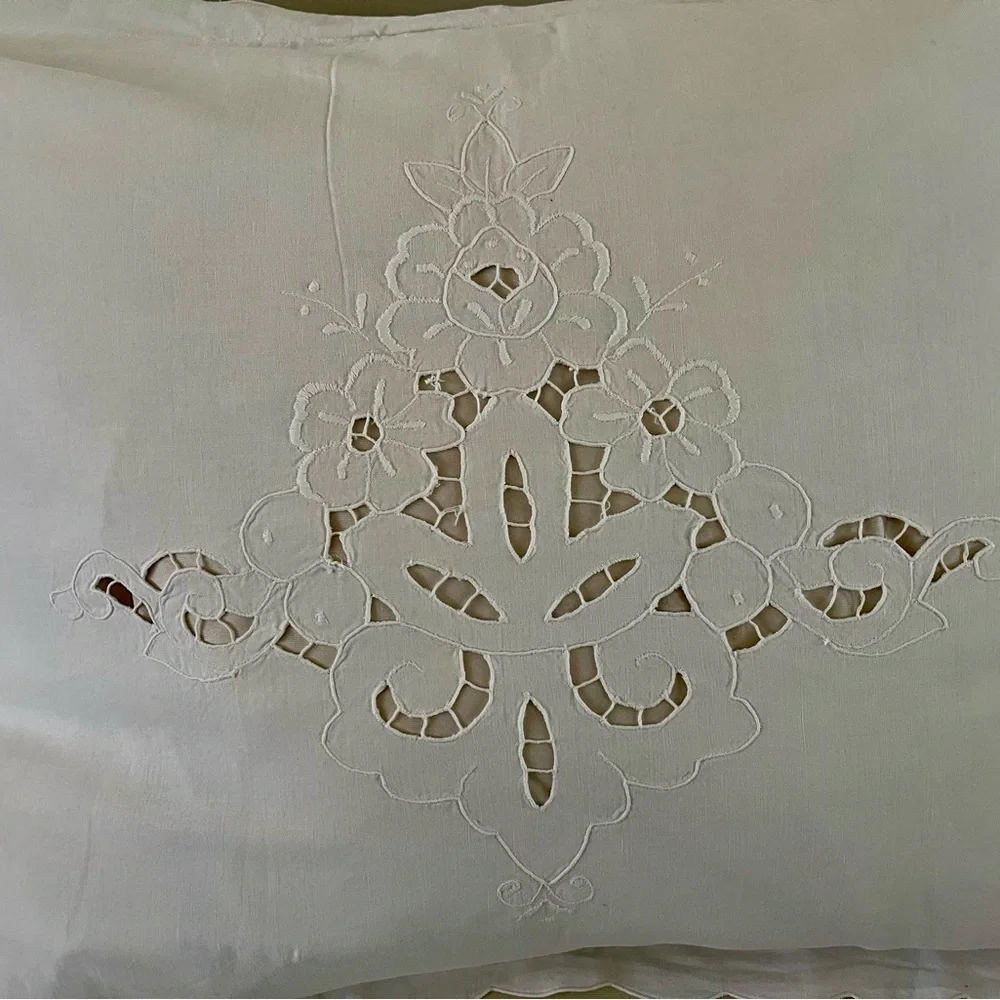 Elegant White Embroidered Pillowcase 22/28 inches